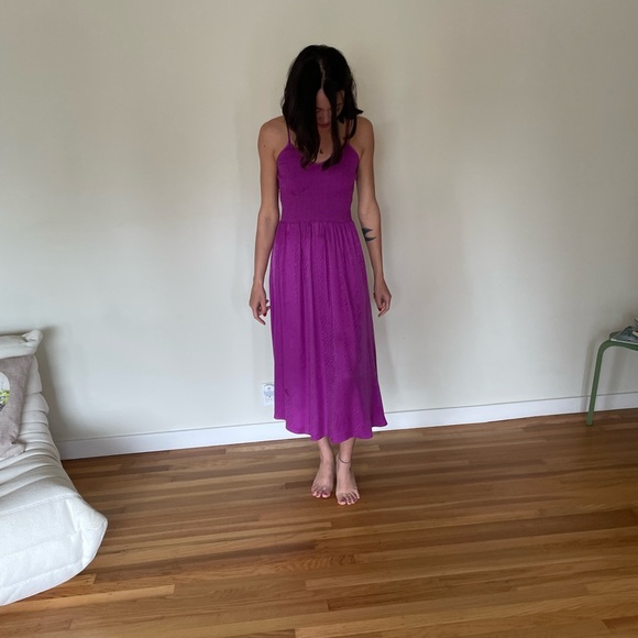 Rebecca Taylor 100% Silk Snakeskin Pattern Midi Dress, Drop Waist - Pink, Size 4 - Picture 8 of 11